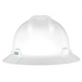 MSA Safety Helmet, V-Gard® Full Brim Hard Hat With Ratchet/4 Point Ratchet Suspension, White - 86779&10148792