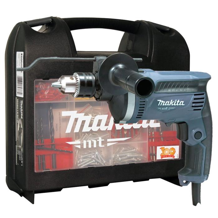 Makita MT cordless drill with a black carrying case on a white background.