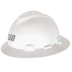 MSA Safety Helmet, V-Gard® Full Brim Hard Hat With Ratchet/4 Point Ratchet Suspension, White - 86779&10148792