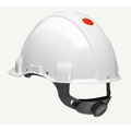 3M™ Hard Hat, Uvicator, Ratchet, Non Vented, Dielectric 440V, Plastic Sweatband, White, G3001NUV-VI