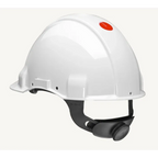 3M™ Hard Hat, Uvicator, Ratchet, Non Vented, Dielectric 440V, Plastic Sweatband, White, G3001NUV-VI
