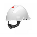 3M™ Hard Hat, Uvicator, Ratchet, Non Vented, Dielectric 440V, Plastic Sweatband, White, G3001NUV-VI