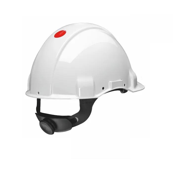 3M™ Hard Hat, Uvicator, Ratchet, Non Vented, Dielectric 440V, Plastic Sweatband, White, G3001NUV-VI