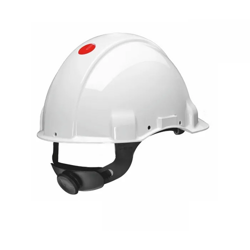 3M™ Hard Hat, Uvicator, Ratchet, Non Vented, Dielectric 440V, Plastic Sweatband, White, G3001NUV-VI