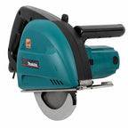 Makita metal cutter in teal and black colour on white background