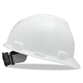 MSA Safety Helmet, V-Gard® Polyethylene Cap Style Hard Hat With 4 Point Ratchet/Ratchet Suspension, White - 463403&10148792