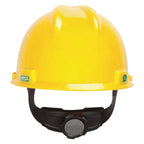 MSA V-Gard® Polyethylene Cap Style Hard Hat, 4-Point Ratchet Suspension, Yellow