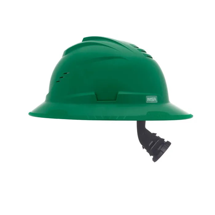 MSA V-Gard C1™ Full Brim Hard Hat, Vented, Fas-Trac III, Green, ReflectIR™ Thermal Barrier - 10215831