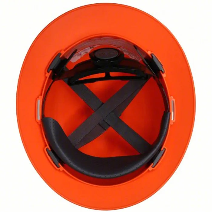 MSA V-Gard® Polyethylene Full Brim Hard Hat - Orange - Fas-Trac III Ratchet Suspension