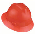 MSA V-Gard® Polyethylene Full Brim Hard Hat - Orange - Fas-Trac III Ratchet Suspension