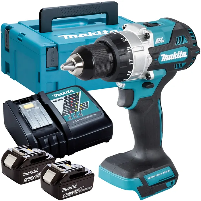 Makita Cordless Hammer Drill Machine, For Steel / Wood, 13 mm, 18 V, 0–2,100 rpm, 2.7 kg DHP486RTJ