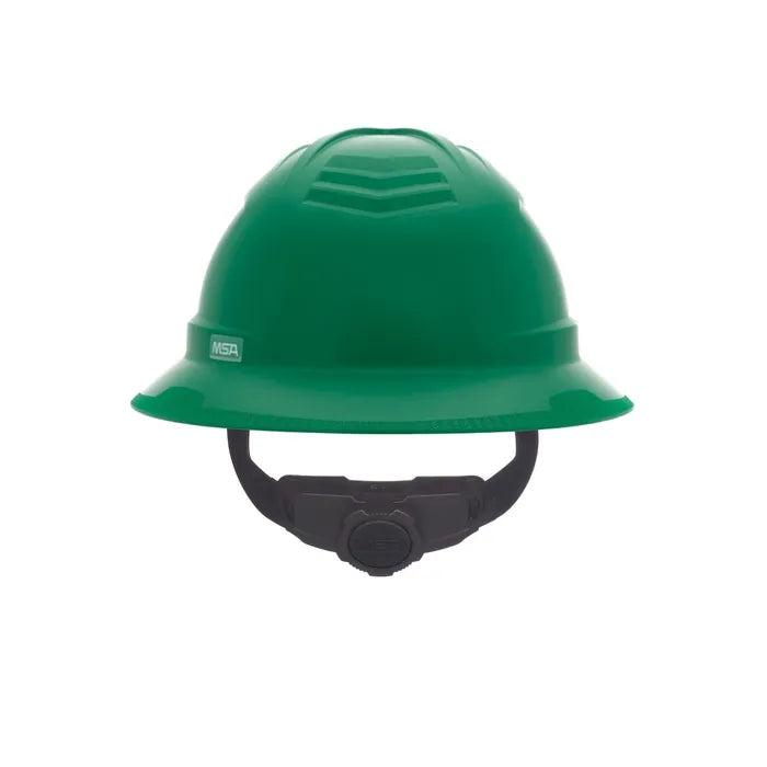 MSA V-Gard C1™ Full Brim Hard Hat, Non-Vented, Fas-Trac III, Green, ReflectIR™ - 10215840