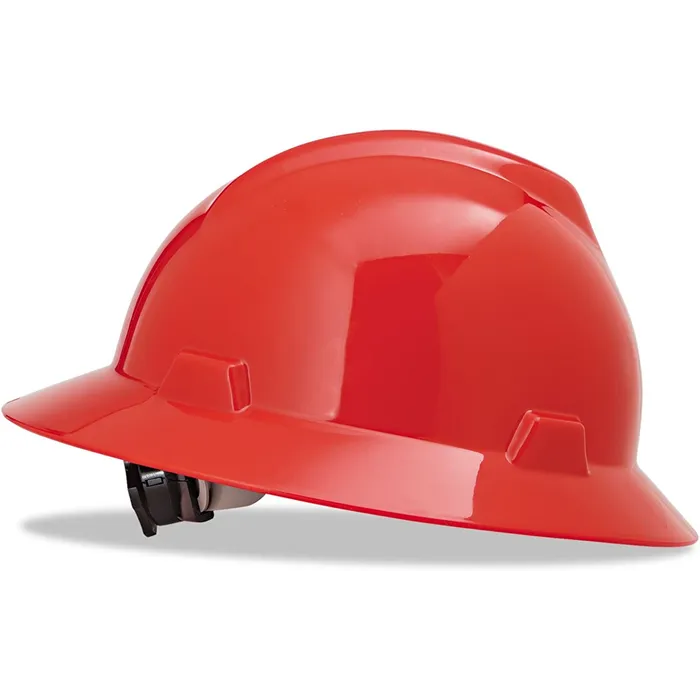 MSA V-Gard® Safety Helmet, Polyethylene Cap Style Hard Hat, 4 Point Ratchet Suspension, Red