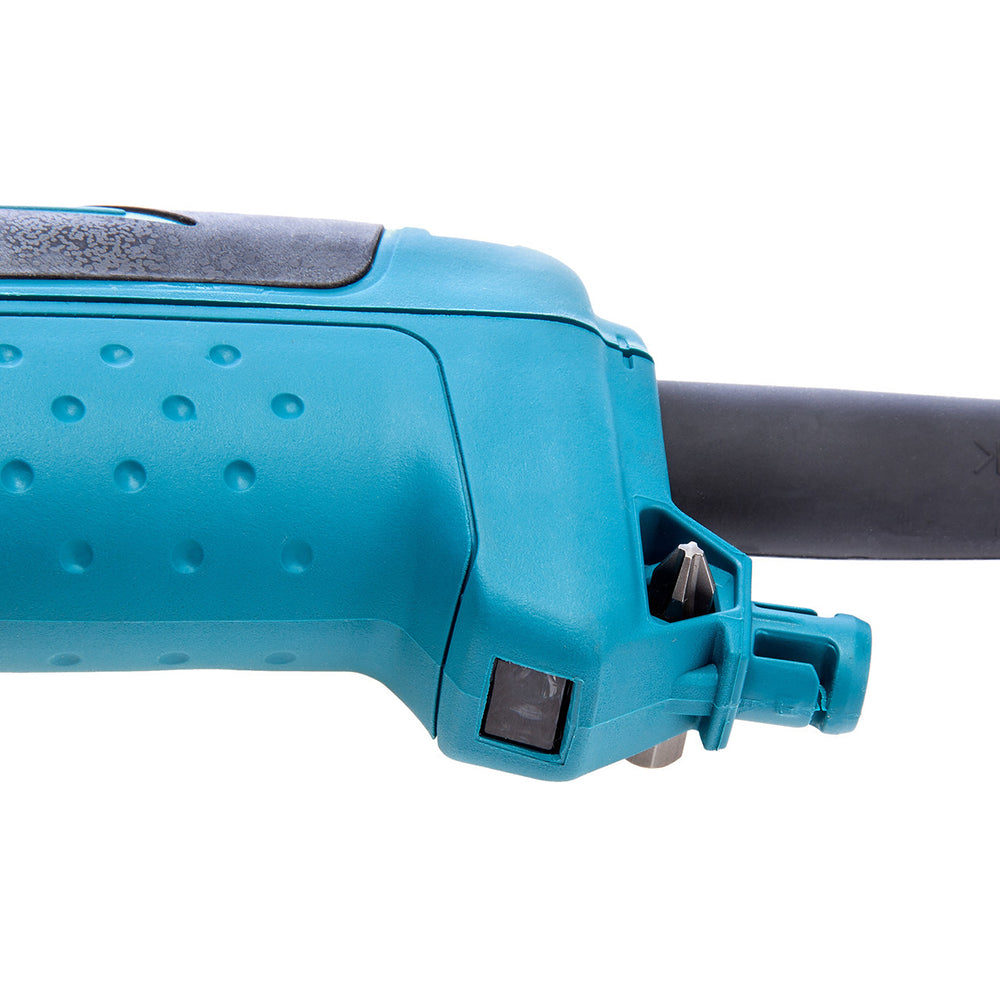 Close-up of a Makita Dry Wall Screwdriver handle with a white background