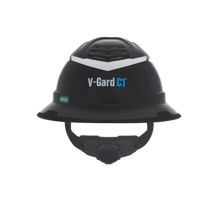 MSA V-Gard C1™ Full Brim Cooling Hard Hat, Vented, Fas-Trac III, Black, ReflectIR™ Thermal Barrier - 10215835