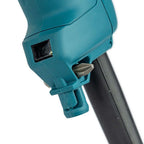 Close-up of a teal Makita Dry Wall Screwdriver with a visible blade and black power cord on a white background.