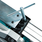 Close-up of a Makita Cordless Woodshop Planer with a metal blade and handle on a white background
