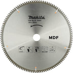 Makita HW No. D-19087 305 x 30 mm circular saw blade for MDF wood, featuring a brushed silver metal finish with black printed text and technical specifications.