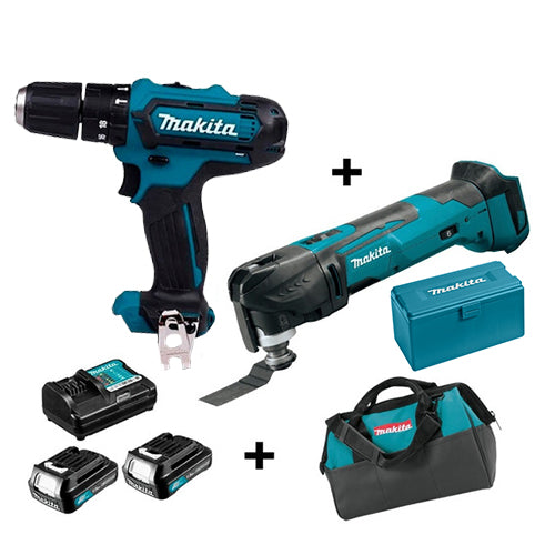 Makita Cordless Combo Kit 12V, Percussion Driver Drill + Multi Tool CLX203AX4