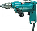 A teal Makita electric drill with a black auxiliary handle and silver chuck, shown against a plain white background.