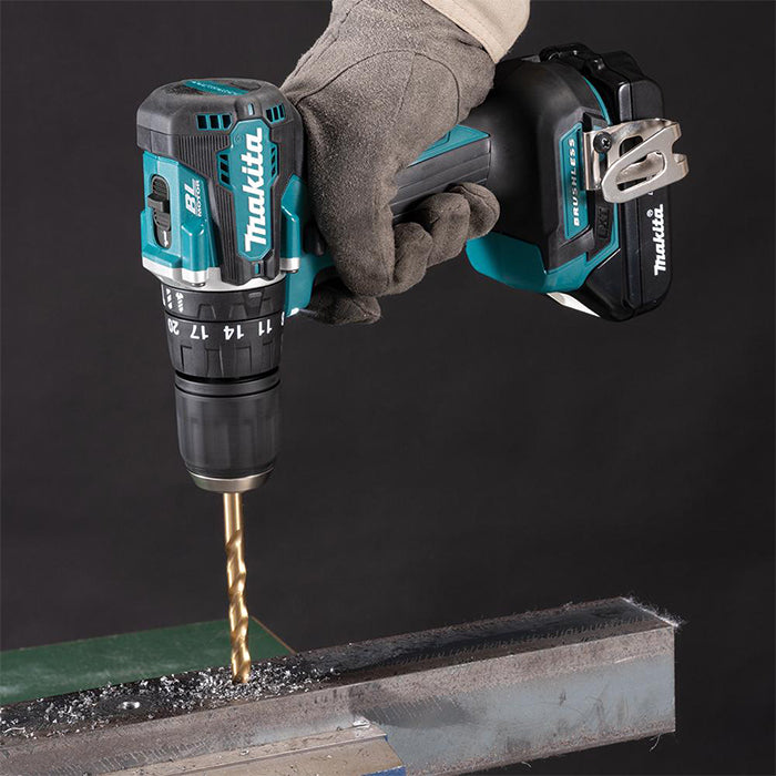 Makita DHP487RTJ 18V LXT Brushless Cordless Hammer Driver Drill, 13mm, 40Nm