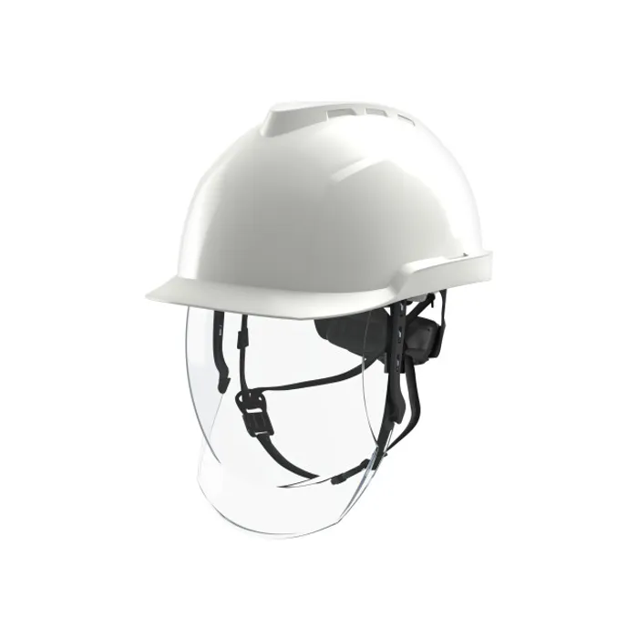MSA V-Gard 950 Safety Helmet, White, Non-Vented, Fas-Trac III Foam, 4-Point Chinstrap, GVF1A-C0A0000-000