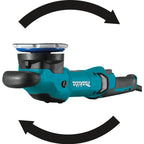 Makita Car Shiner Machine with a teal and black body, shown on a white background with black curved arrows indicating rotation.