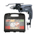 Makita Hammer Drill Machine in grey colour with a kit on a white background