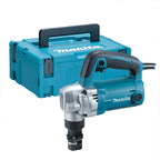 Makita Nibbler For Steel, Aluminum in combination of teal and black colours with white Makita logo.
