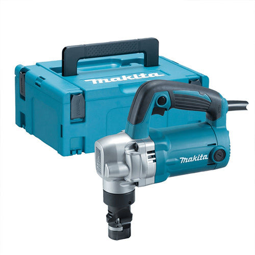 Makita Nibbler For Steel, Aluminum in combination of teal and black colours with white Makita logo.