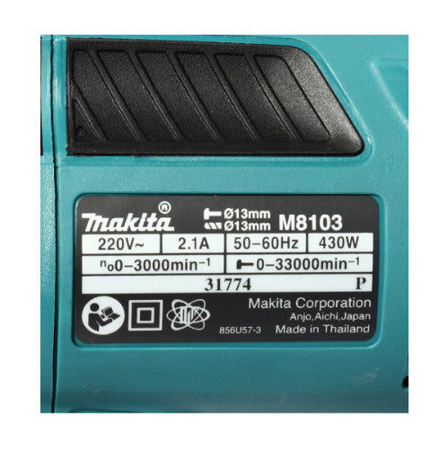 Makita Hammer Drill Machine 13mm, 430W, For Wood, Concrete and Steel, 1.8kg M8103KX2B