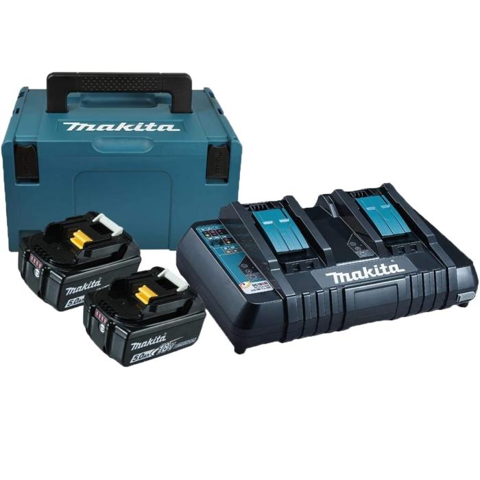 Makita Battery And Charger Set, One Charger & Two Li-ion Batteries 18V 5.0Ah 198567-1