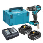 Makita DHP487RTJ 18V LXT Brushless Cordless Hammer Driver Drill, 13mm, 40Nm