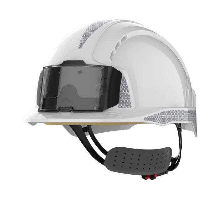 JSP EVOLite® Safety Helmet - Reflective CR2 Decals and ID Card Holder / Lamp Bracket - White - AJB170-D00-100