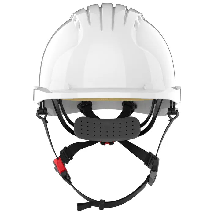 JSP EVO5 DualSwitch Safety & Climbing Helmet, Vented, White, 4-Point Chin Strap, AKS270-000-100