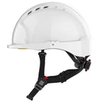 JSP EVO5 DualSwitch Safety & Climbing Helmet, Vented, White, 4-Point Chin Strap, AKS270-000-100