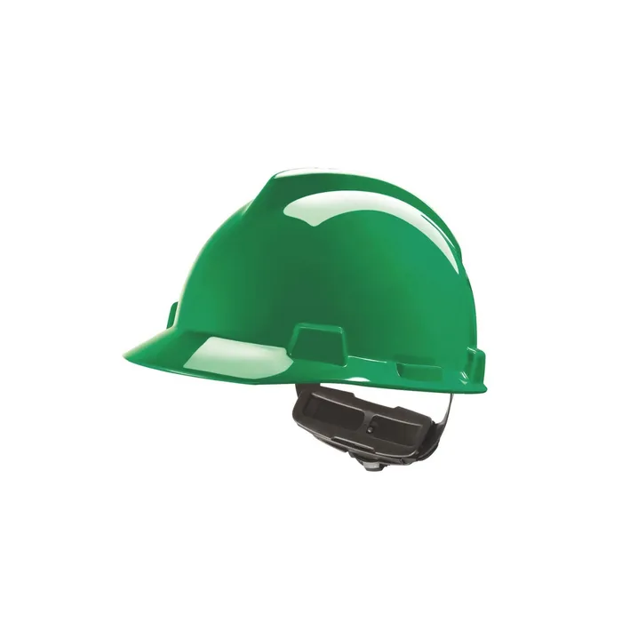 MSA V-Gard® Safety Helmet, Polyethylene Cap Style Hard Hat, 4 Point Ratchet Suspension, Green