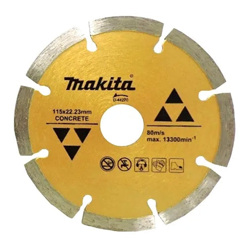 Makita Segmented Diamond Wheel for Concrete, Brick & Stone, 115 x 7 x 22.23 mm, Dry Cutting, D-44270