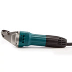 Makita Electric Metal Shear in teal and black colour with white makita logo in white background