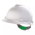 MSA V-Gard Safety Helmet, White, Push-Key Suspension, PVC Sweatband, GV111-0000000-000
