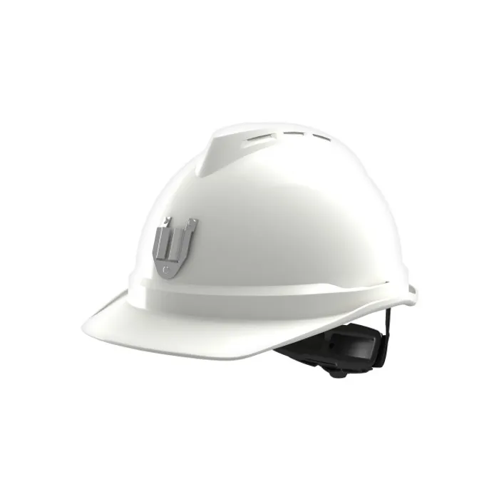 MSA V-Gard® 500 Safety Helmet - Non-Vented - White - Fas-Trac III PVC - Metal Lamp Bracket