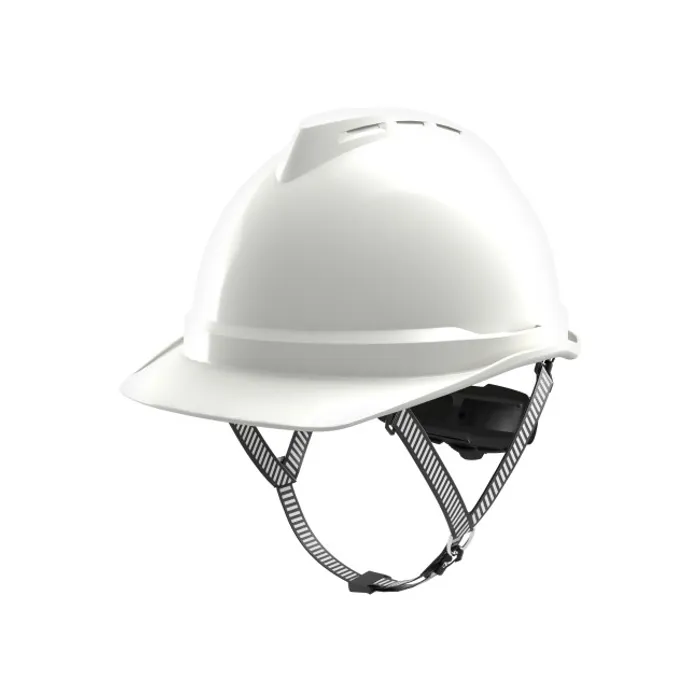 MSA V-Gard® 500 Safety Helmet - Non-Vented - White - Fas-Trac III PVC - 4-Point Chinstrap