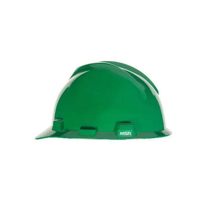 MSA V-Gard® Safety Helmet, Polyethylene Cap Style Hard Hat, 4 Point Ratchet Suspension, Green