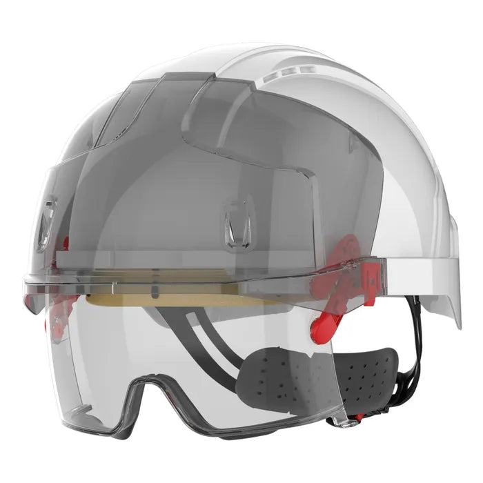 JSP EVO® VISTAlens® White Safety Helmet with Integrated Smoke Eyewear – AMA170-005-F00