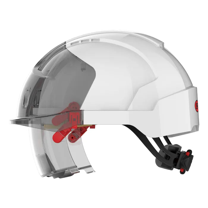 JSP EVO® VISTAlens® White Safety Helmet with Integrated Smoke Eyewear – AMA170-005-F00