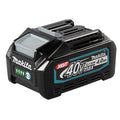 Makita 40V Li-ion 4.0Ah cordless battery in black with teal and white branding, shown on a plain white background.