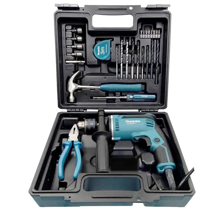 Makita Hammer Drill Machine 13mm, 430W, For Wood, Concrete and Steel, 1.8kg M8103KX2B