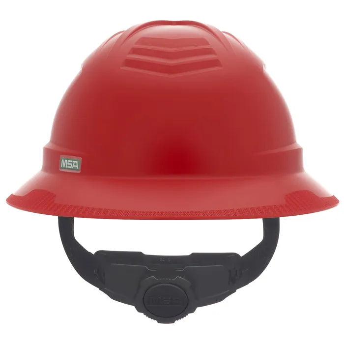 MSA V-Gard C1™ Full Brim Hard Hat, Red, Non-Vented, Fas-Trac III, ReflectIR™, 10215838
