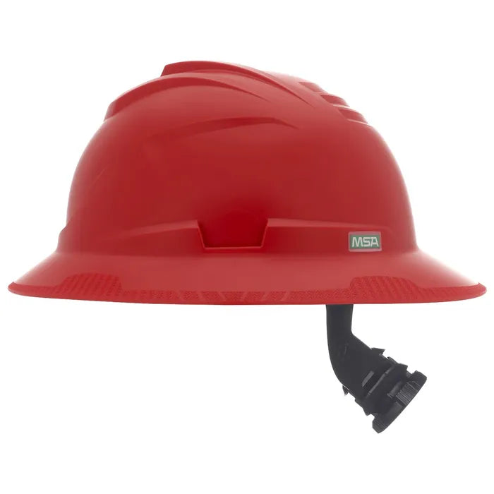 MSA V-Gard C1™ Full Brim Hard Hat, Red, Non-Vented, Fas-Trac III, ReflectIR™, 10215838