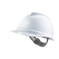 MSA Safety Helmet, V-Gard® Polyethylene Cap Style Hard Hat With 4 Point Ratchet/STAZ-ON Suspension, White